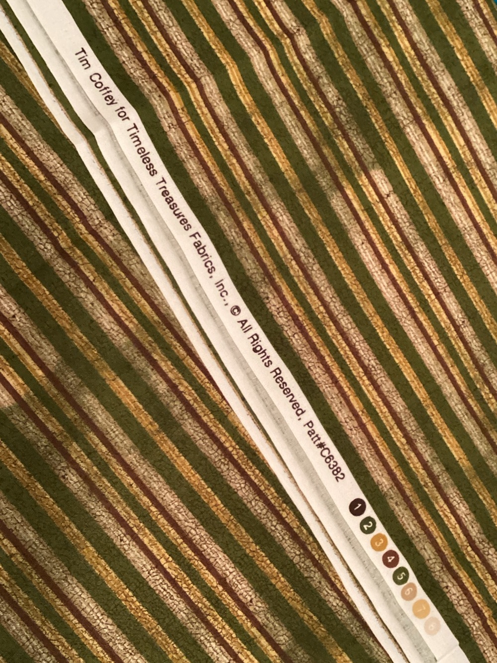Timeless Treasures Olive Green Striped Fabric